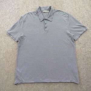 Vince Polo Shirt Mens Large Black White Short Sleeve Cotton Collared Striped